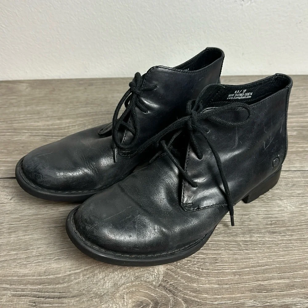 Born Black Leather Lace Up Shoes - Picture 1 of 6